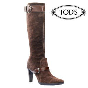 TODS - Brown Premium Suede Over Calf/Knee-High Boots - Classy - Size 9.5